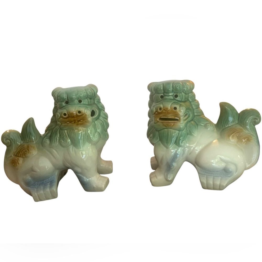 Foo Dogs Chinese Guardian Lions Pair 8.5” Statues Ward Off NegatEnergy Feng Shui